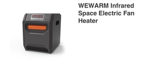 lot 32 image: WEWARM Infrared Space Electric Fan Heater with Remote in Black. See Pictures