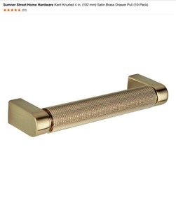 lot 36 image: Sumner Street Home Hardware Vail 4 in. Matte Black, Kent Knurled 4 in. (102 mm) Satin Brass & Chelsey 8 in. Polished Nickel Drawer Pulls. See Pictures