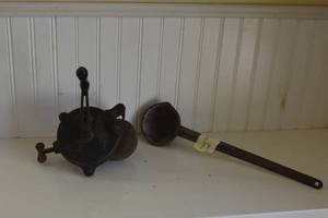 Black Knight Hand Crank Sharpening Reel & Antique Lead Pouring Ladle