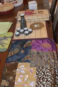 Oriental Placemats, table runner, sake set and sauce dishes