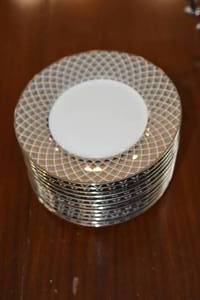 set of 12 Ciroa porcelain luxe metallic Appetizer Plates