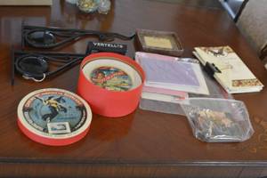 Misc. Household - cards, cheese plates, green shelf brackets