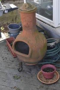 Chimenea and flower pots