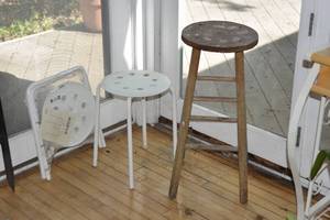 Plant stands and wooden stool