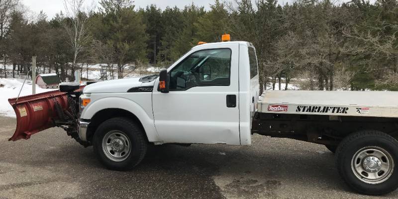 2011 Ford F350 SD Tilt Flatbed Truck with Plow 4x4