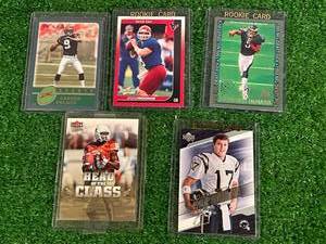 5 Football Quarterbacks Rookie Cards - Philip Rivers, Donovan McNabb, Vince Young, Carson Palmer