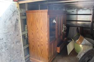 lot 309 image: Wooden Entertainment Center 2-drawer1-Glass Door 2-Wood Door