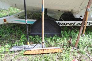 lot 312 image: 28 Metal Industrial Dust Tray w (2) 24 Push Brooms