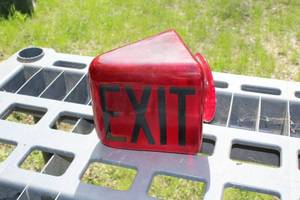 lot 314 image: Red Glass EXIT Sign Triangle