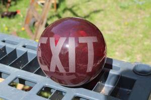lot 315 image: Red Glass EXIT Sign Ball