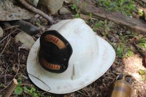 lot 525 image: Vintage Wayzata Fire Chief Helmet