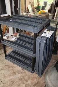 lot 435 image: Plastic Shelving Unit 3-tier with (2) Extra Shelves