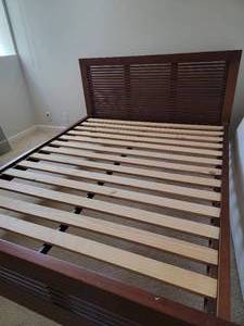lot 16 image: Cherry Shutter Slat Queen Bed Frame