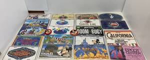 Group Of Disney License Plates And Vintage Mickey Mouse Club Buttons