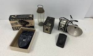 Vintage Brumberger Stereo Viewer And Vintage Cameras And more