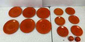 Vintage Red Fiesta Plates 9 12 And 6 14
