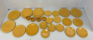 Vintage Antique Gold Feista Plates And Cups