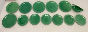 Vintage Light Green Colored Feista Plates  Plates And Gravy Dish