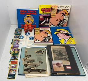 Group Of Dick Tracy Books And Old Car Scrapbook