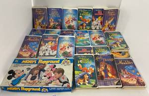 Group Of Walt Disney The Classics Black Diamond Series VHS Tapes And Mickey Mouse Board Game