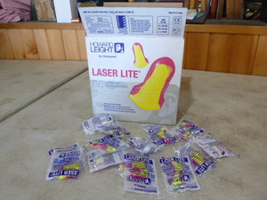 lot 236 image: Box of Howard Leight Laser Lite Multi-Color Foam Earplugs