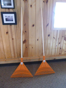 lot 394 image: 2 Plastic Yard Rakes