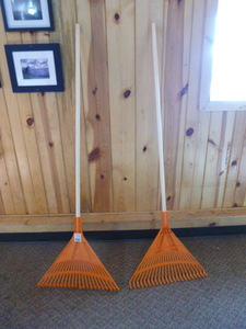 lot 395 image: 2 Plastic Yard Rakes