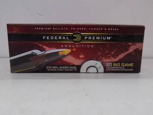 lot 29 image: 20 Federal Premium 270 Win Short Mag 130gr Bonded Tip