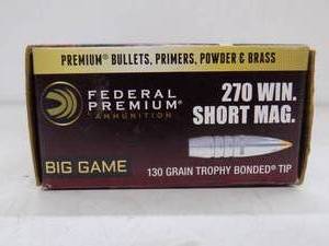 lot 22 image: 20 Federal Premium 270 Win Short Mag 130 Grain