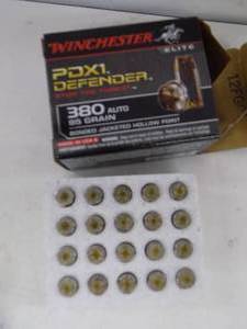lot 39 image: 20 Winchester PDXI Defender 380 Auto 95gr