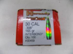 lot 99 image: 100 Hornady 30 Cal 165gr Bullet #30459