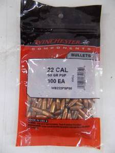 lot 100 image: 100 Winchester 22 Cal 50gr Bullets
