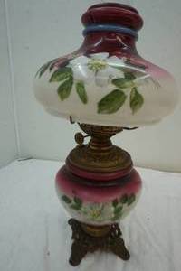 lot 209 image: painted glass table lamp