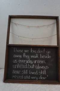 lot 217 image: wood framed picture hanger and chalkboard