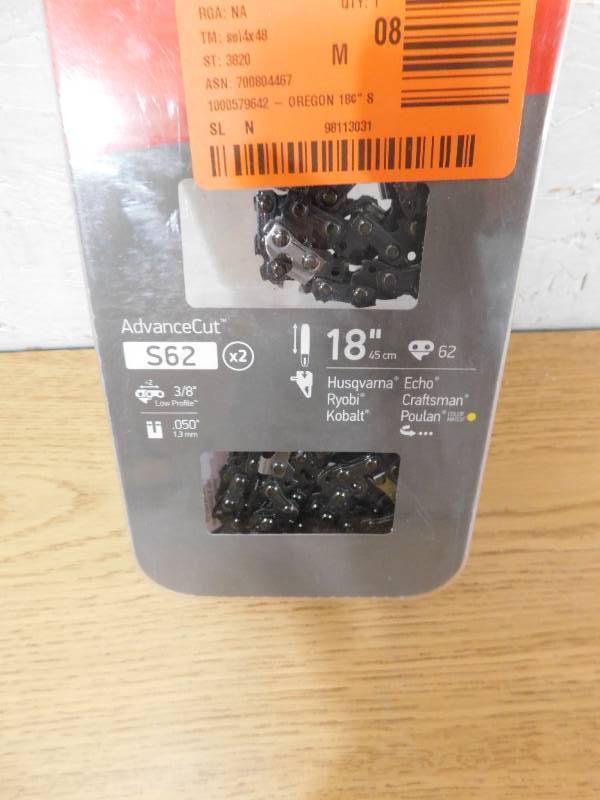 lot 47 image: Oregon S62T 2-Pack Chainsaw Chain for 18 in. Bar Fits Husqvarna, Echo, Poulan, Craftsman, Homelite and more