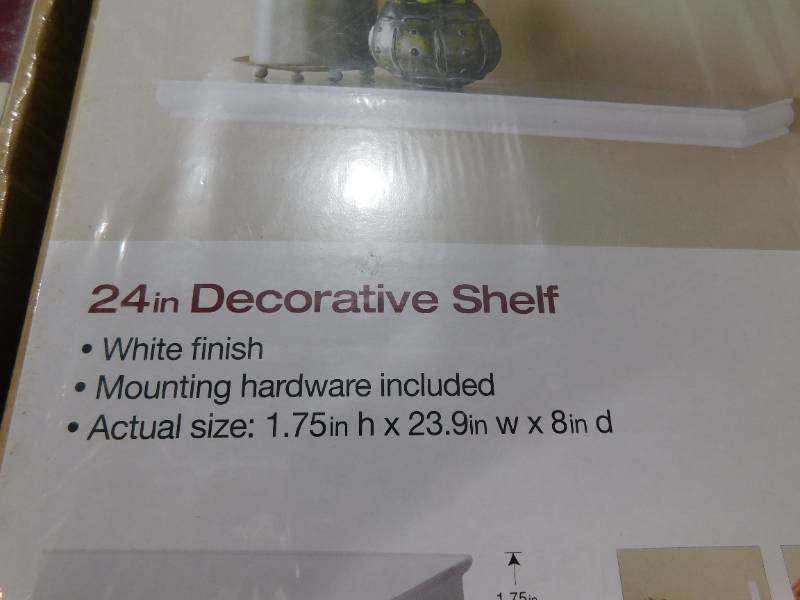 lot 43 image: (2) Home Decorators Collection 24 in. L x 8 in. W Profile White Shelf  matching corner shelf