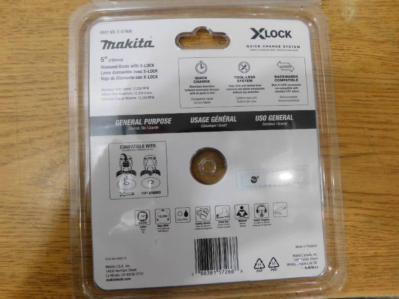 lot 90 image: (2) New - Makita X-LOCK 5 in. Continuous Rim Diamond Blade for Ceramic and Granite Cutting