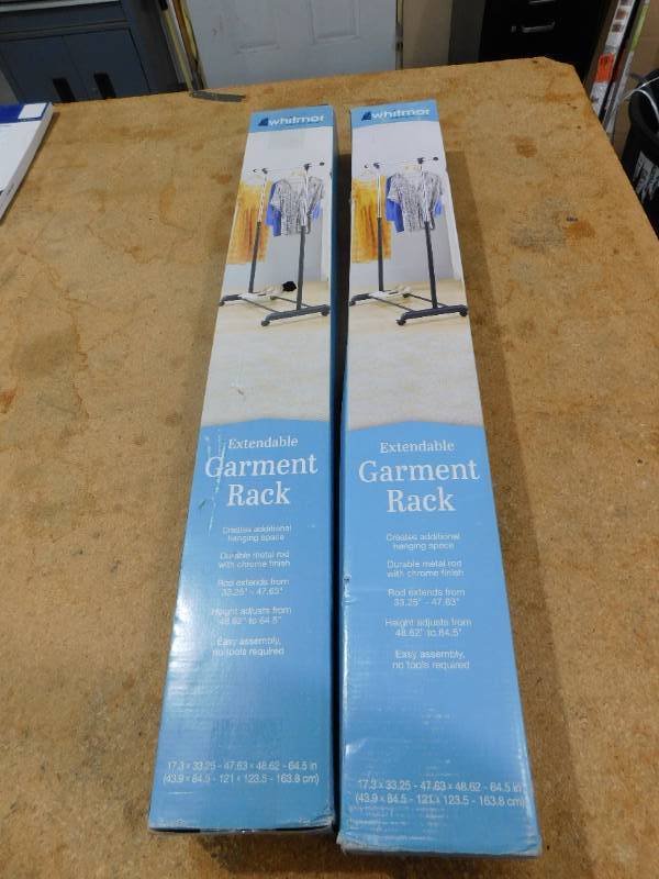 lot 56 image: (2) Whitmor Chrome Metal Clothes Rack 47.625 in. W x 64.5 in. H