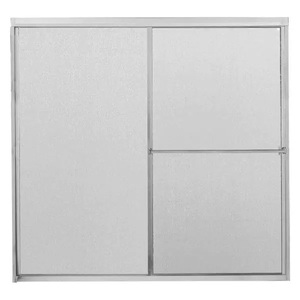 lot 95 image: Franklin Brass 60 in. x 56-34 in. Framed Sliding Bathtub Door in Chrome with Rain Glass
