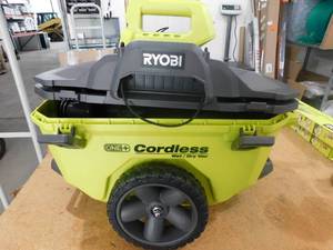 lot 5 image: RYOBI ONE 18V 6 Gal. Cordless WetDry Vacuum (Tool Only) with Hose, Crevice Tool, Floor Nozzle and Extension Wand