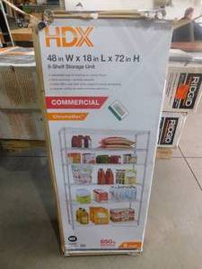 lot 6 image: HDX Chrome 6-Tier Heavy Duty Metal Wire Shelving Unit (48 in. W x 72 in. H x 18 in. D)