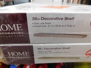 lot 55 image: (2) Home Decorators Collection Chicago 10 in. W x 36 in. D Floating Grey Oak Decorative Ledge