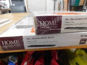 lot 57 image: (2) Home Decorators Collection 8 in. D x 36 in. L x 1-14 in. H Black Slim Shelf