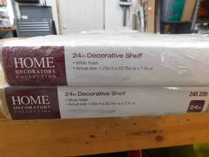 lot 58 image: (2) Home Decorators Collection 24 in. L x 7.75 in. W Slim Floating White Shelf