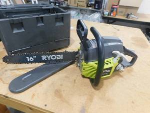 lot 71 image: RYOBI 16 in. 37cc 2-Cycle Gas Chainsaw with Heavy-Duty Case