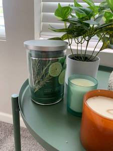 Green Metal Tray Table with Accessories