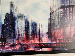 Colorful Red Black and Blue Skyline Canvas Wall Art
