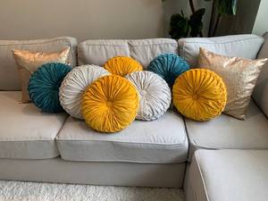 Colorful Velvet Button Tucked Toss Pillows