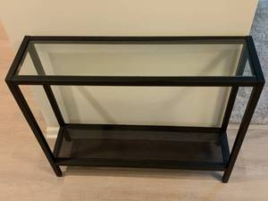 Glass and Black Metal Entryway Table