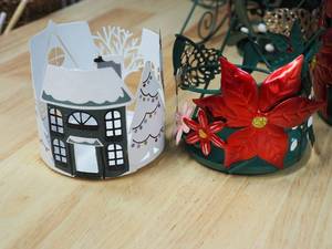 Lot of metal candle holders & tree